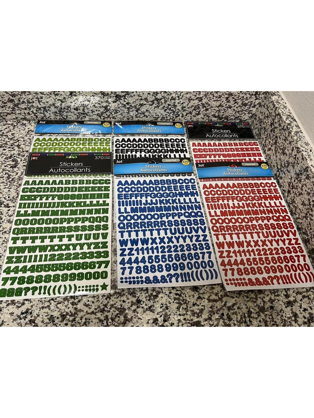 6 Packs - Jot Letters Numbers 370 Count Stickers Scrapbooking Craft